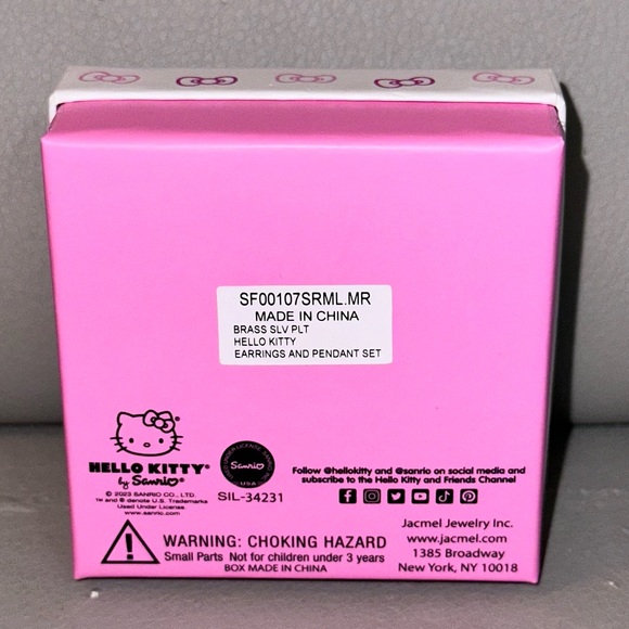 Sanrio Hello Kitty Matching Necklace and Earrings Glitter Rhinestone Jewelry - Picture 5 of 6